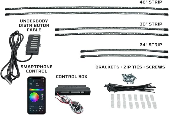 LEDGlow Bluetooth 6pc Million Color LED Truck Flexible Underglow Light Kit