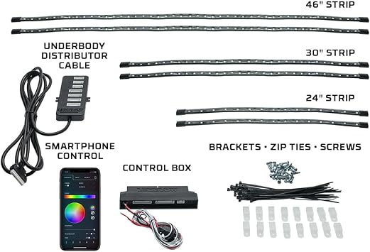 LEDGlow Bluetooth 6pc Million Color LED Truck Flexible Underglow Light Kit