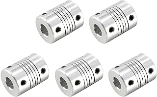Tool parts 6.35mm To 8mm Aluminum Alloy Shaft Coupling Flexible Coupler L25xD19 Silver - 5pcs