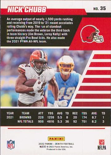 Miniatura 2 de 2022 Panini Zenith Retail #35 Nick Chubb Cleveland Browns Football Card - GotBaseballCards