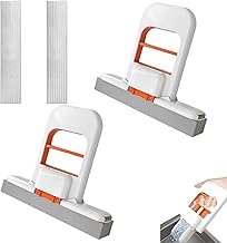 2 Pcs Mini Portable Mop for Office with 2 Sponge Replacement Heads Repeat Cleaning Mops Portable Mini Mop for Bathroom