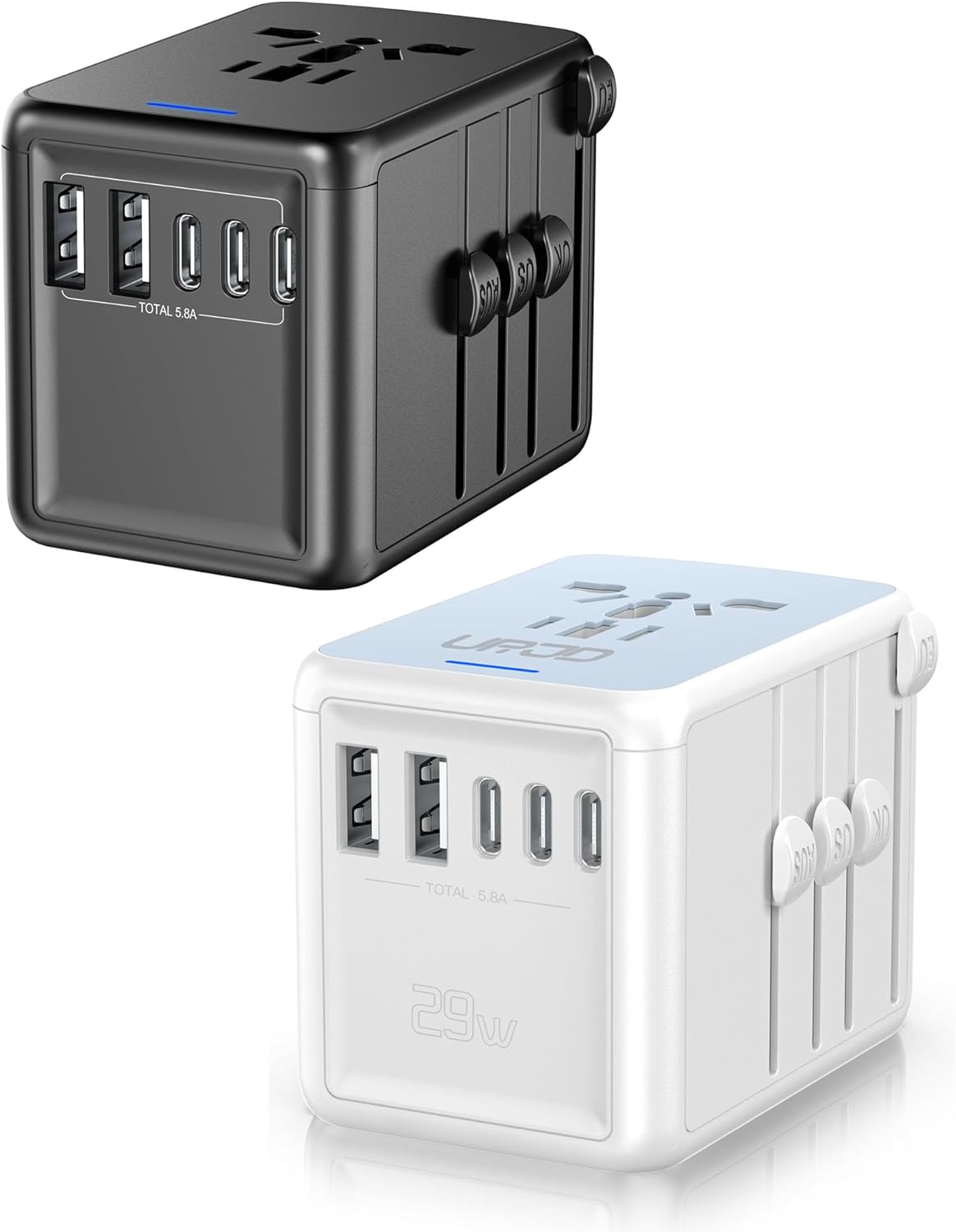 Universal Travel Adapter Offers 5.8A 3X 3.0A USB-C Ports, 2X
