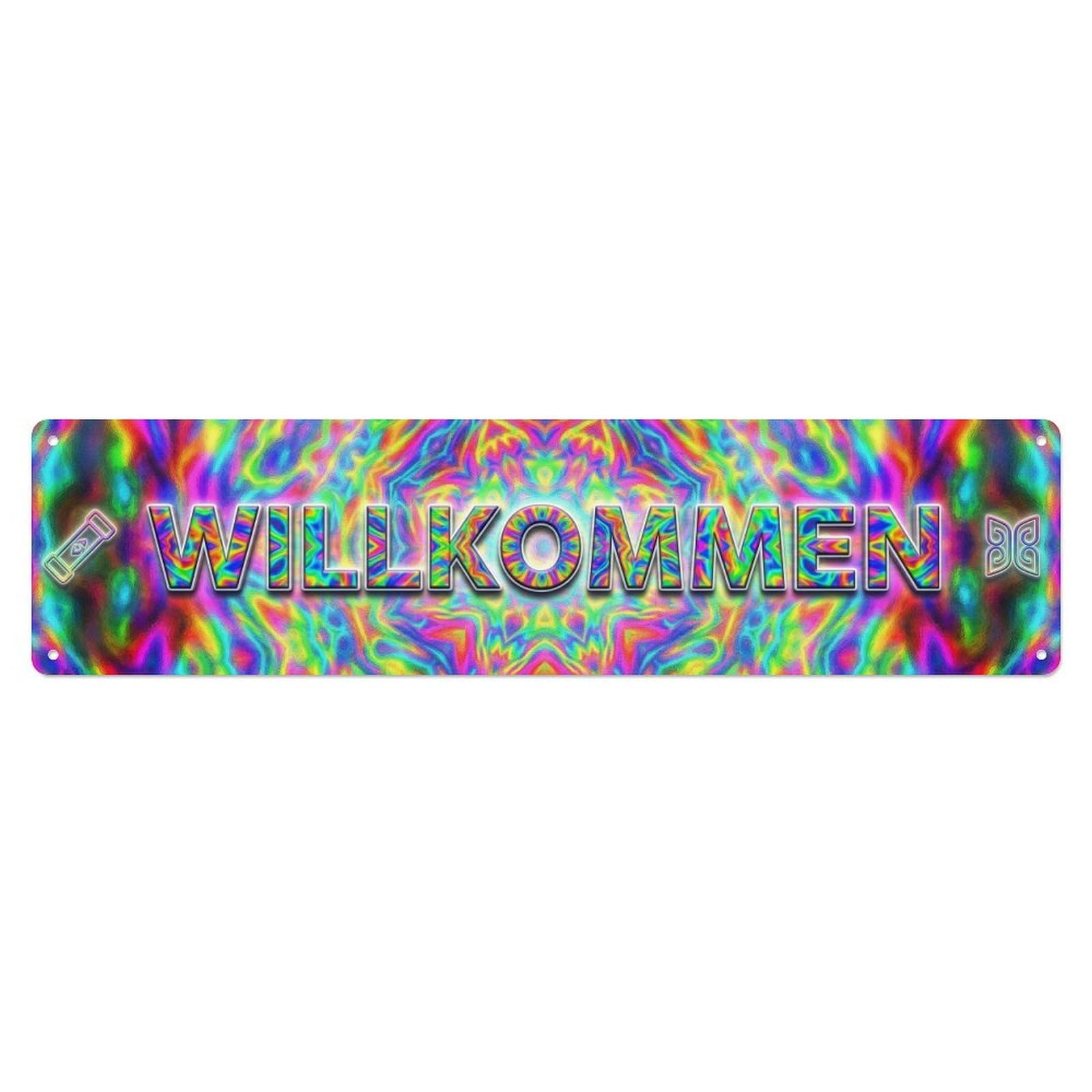 Neon Neon Kaleidoscope Pattern Welcome Metal Tin Sign