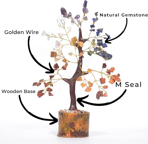 Miniatura 8 de Combo de árbol de cristal de siete chakras, hecho a mano, piedras naturales curativas de cristales bonsái, árbol de dinero para energía positiva,