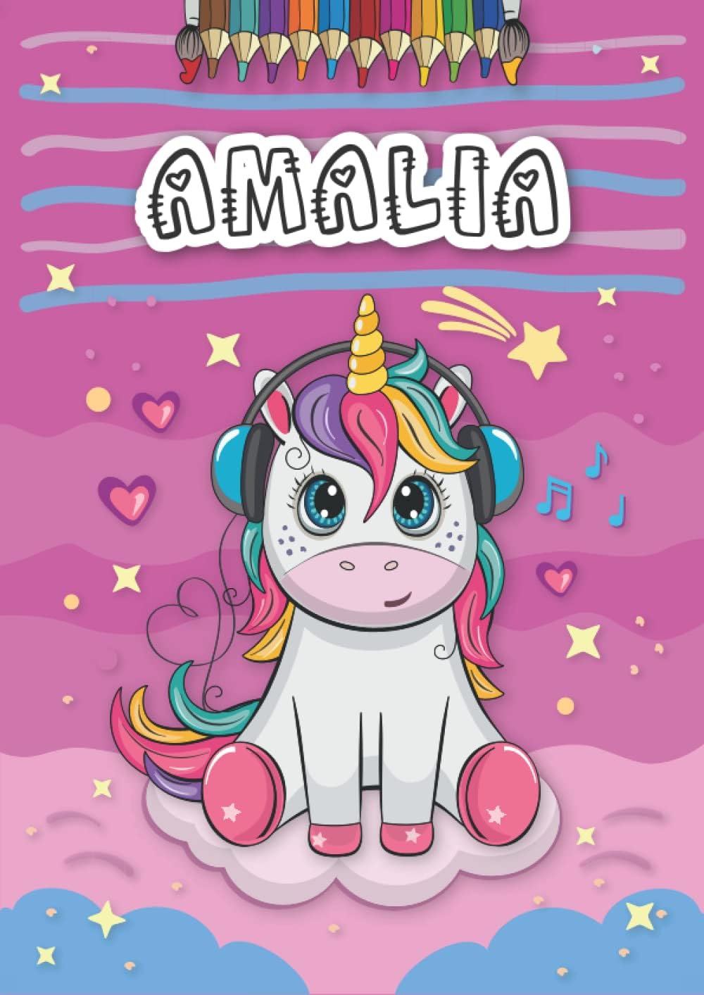 Independently published Amalia: Personalized Coloring Book for Amalia | Theme: Unicorn | Birthday gift for girl, daughter ... | Ages: 4-8 | 25 unicorn designs with name Amalia, Large size A4 (ca. 8.5 x 11 inches)