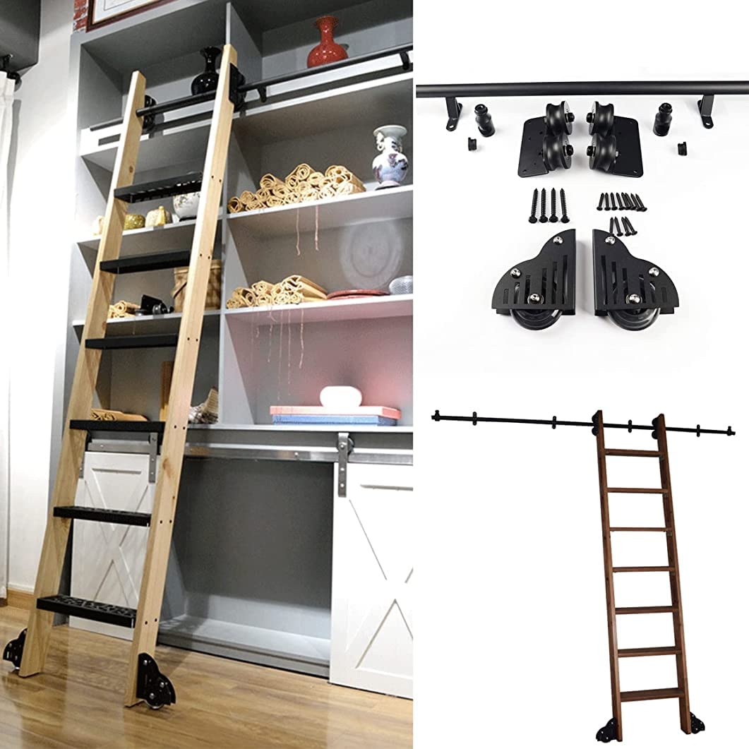 Kit de quincaillerie pour porte de grange et échelle mobile avec roulettes au sol fluides