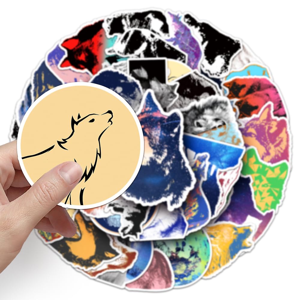 Modern Wolf Vinyl Stickers, 50 PCS Waterproof Illustrated Animal Decals for Laptops Scrapbooking, Journals, Notebooks - Image 4