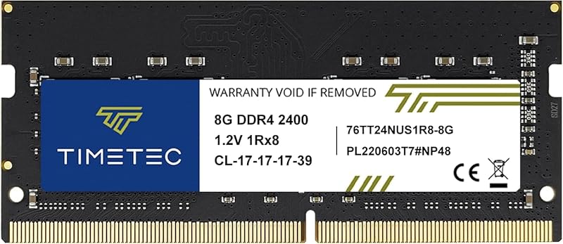 Timetec 8GB DDR4 2400MHz (PC4-2400T) PC4-19200 SODIMM RAM para computadora portátil - Módulo de memoria sin búfer CL17 de 260 pines, 1,2 V, sin búfer, para computadora portátil, portátil, mini PC, todo en uno