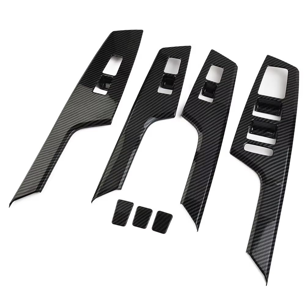 Xfheqmd One Color Car Interior For Kia For Ev6 2021 Up Trim Handle Bowl Cover Door Parts Interior Decoration 7Pc Abs Black Carbon Fiber Style