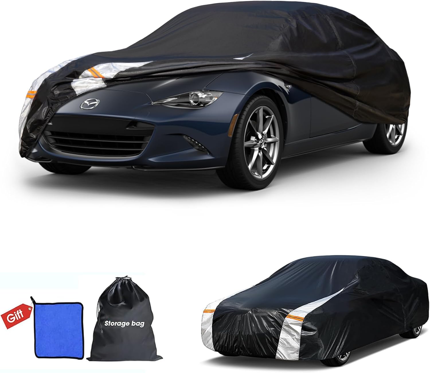 Car Cover Waterproof All Weather, Full Exterior Sports Coupe Cover Universal Fit Mazda MX-5(Miata), BMW Z3, Honda S2000, Chrysler Crossfire, Saturn Sky etc, See Chart (Length Up to 165")