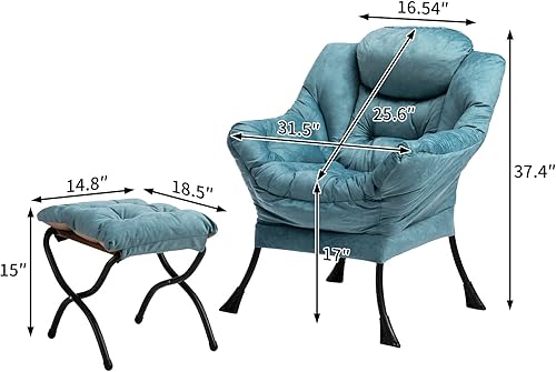 Miniatura 65 de HollyHOME - Silla perezosa grande de tela para sala de estar, silla de lectura, acogedora silla de descanso con reposabrazos, sofá de ocio, color