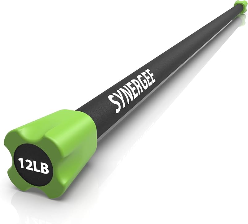 Juego combinado de barra de pesas Synergee Workout Bar - Barras pesadas acolchadas con múltiples pesas - Barra de ejercicios para tonificar el cuerpo, fuerza y ​​​​condición