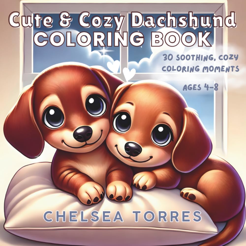 Cute & Cozy Dachshund Coloring Book: Soothing & Cozy Dachshund Puppy Coloring Pages for Relaxing, Creative Fun (Ages 4–8) (The Dachshund Coloring Book Series)