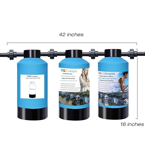 Miniatura 9 de H&G Lifestyles Sistema de filtro de agua para toda la casa de 3 etapas - Suavizante de agua - Filtro de agua de carbón activado granular y KDF -