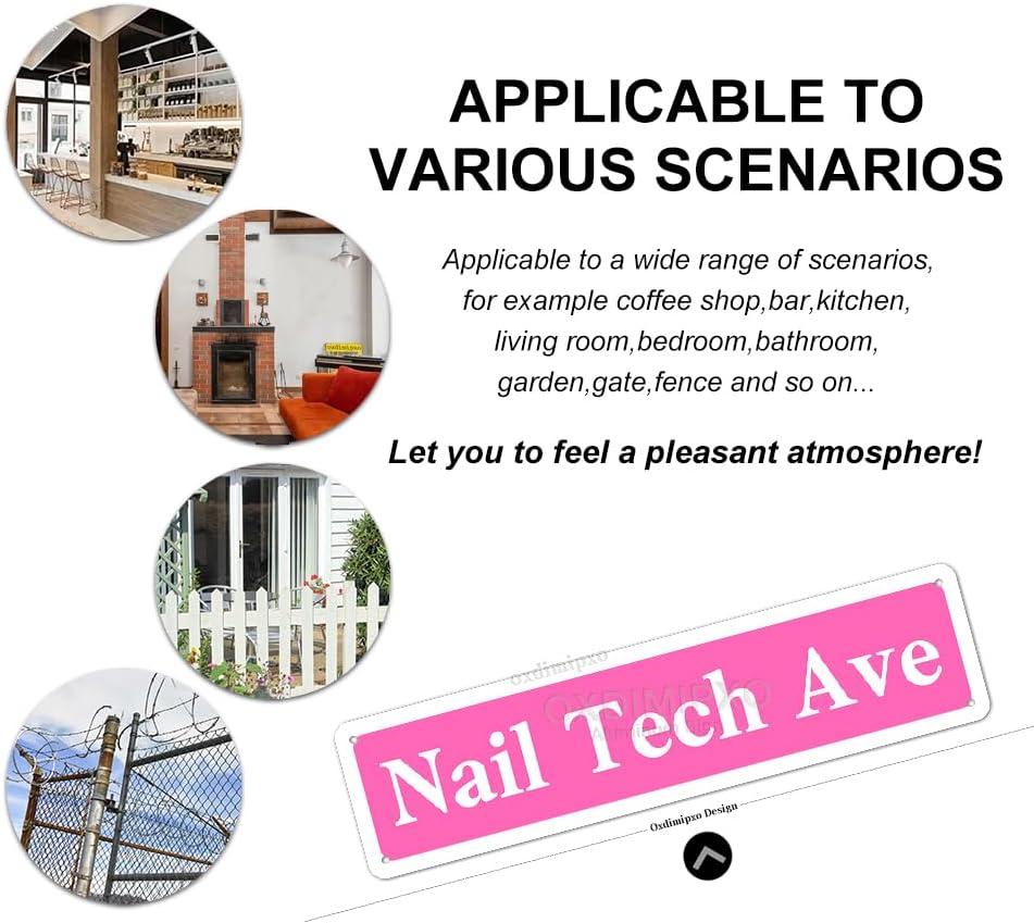 Nail Tech Ave Metal Sign Room Decor Funny Pink Slim Road Street Signs 16 X 4 Inch Aluminium Wall Art Poster for Home Farmhouse Bar Cafe Gifts, Indoor/Outdoor image 5
