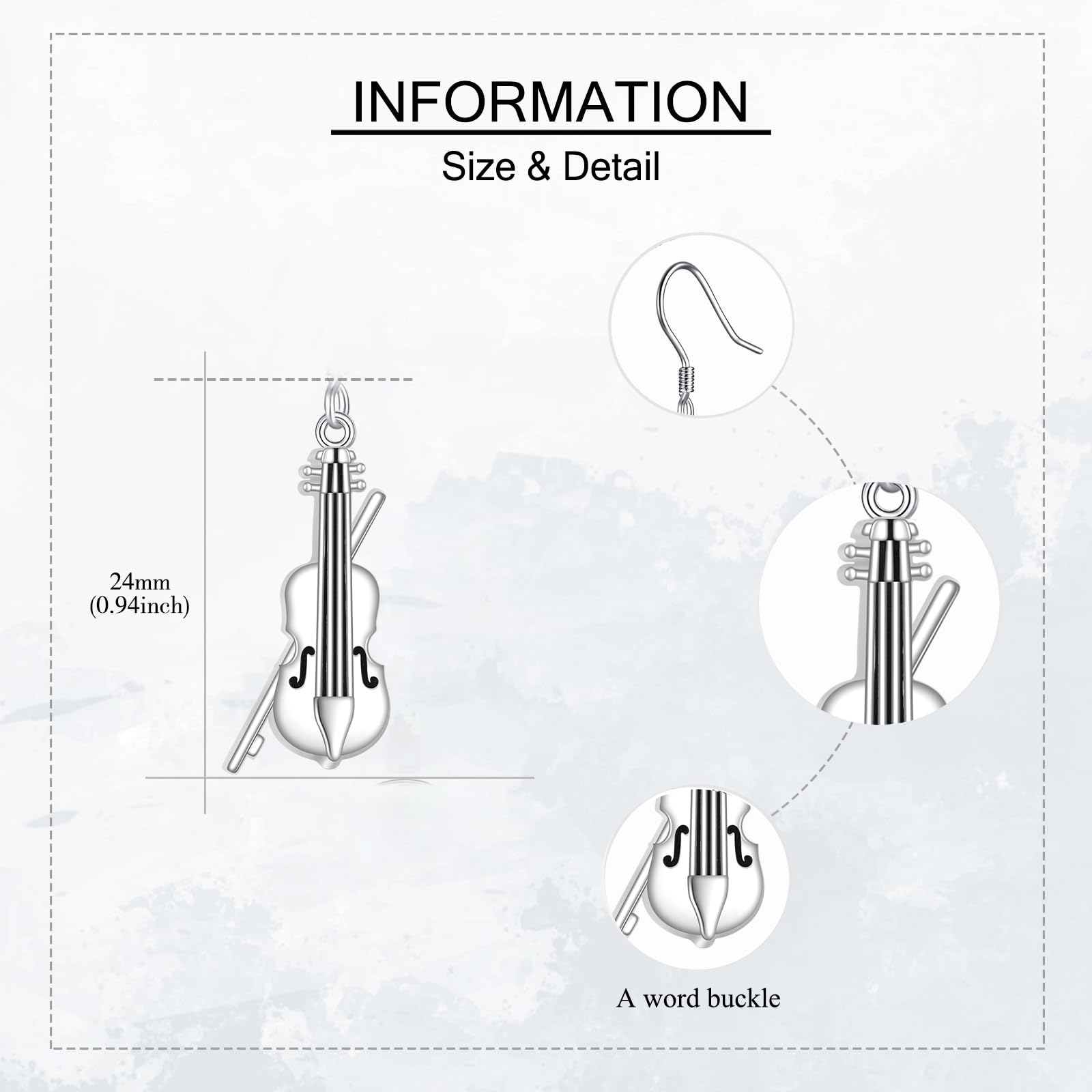 YAFEINI Pendientes de violonchelo de plata de ley 925, aretes de violonchelo, regalos para mujeres amantes de la música
