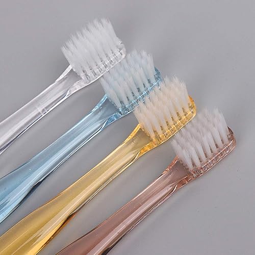 Miniatura 3 de Artibetter Cepillo de dientes de cerdas suaves de plástico transparente con mango de cristal de cabeza pequeña, cepillo de dientes portátil de