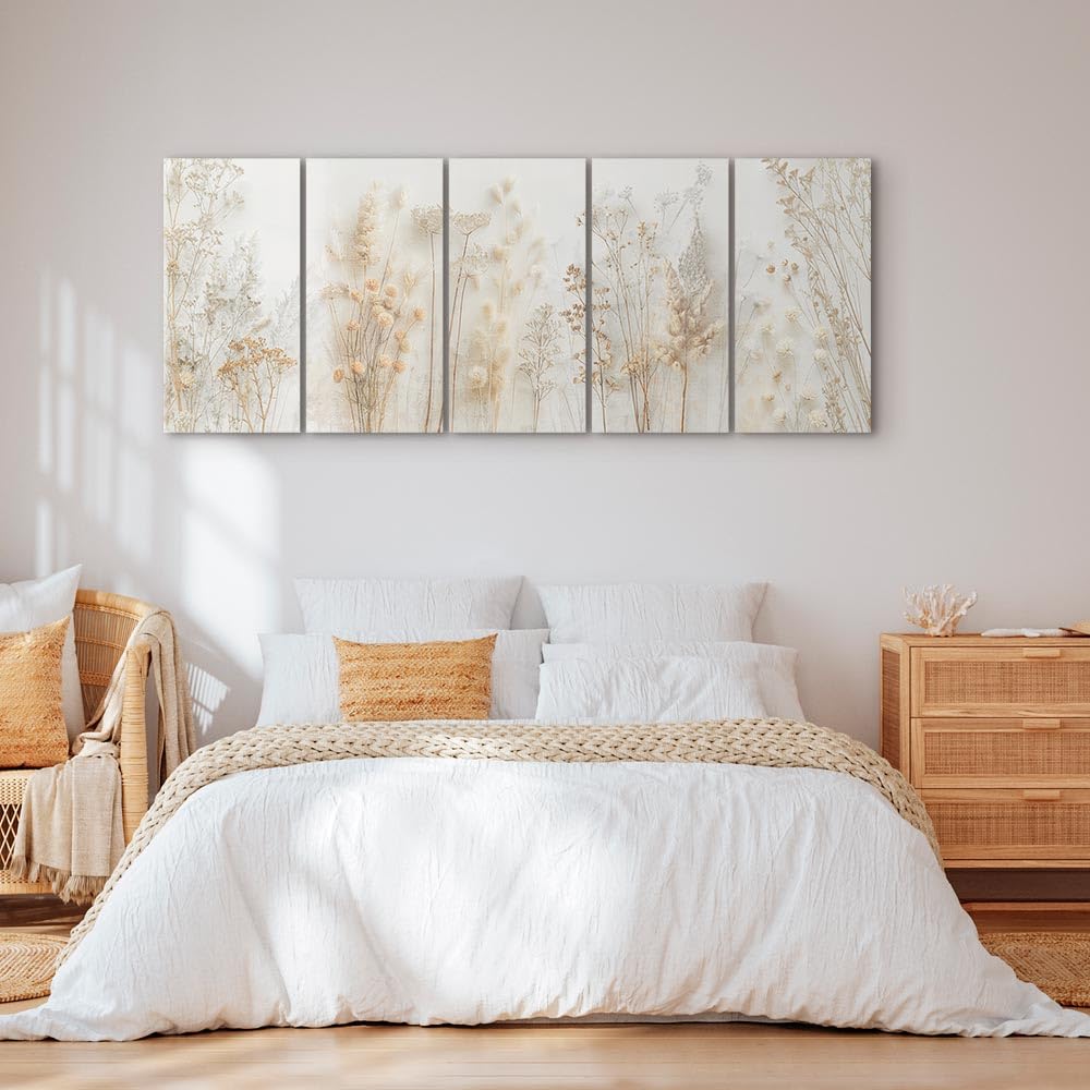 murando - Quadri Moderni Camera da Letto Matrimoniale, Natura Boho 225x90cm | Chiodi Inclusi, 5 Pezzi, Quadro Moderno, Stampa su Tela, Componibili, Resistenti Allo Sbiadimento, Produzione Europea