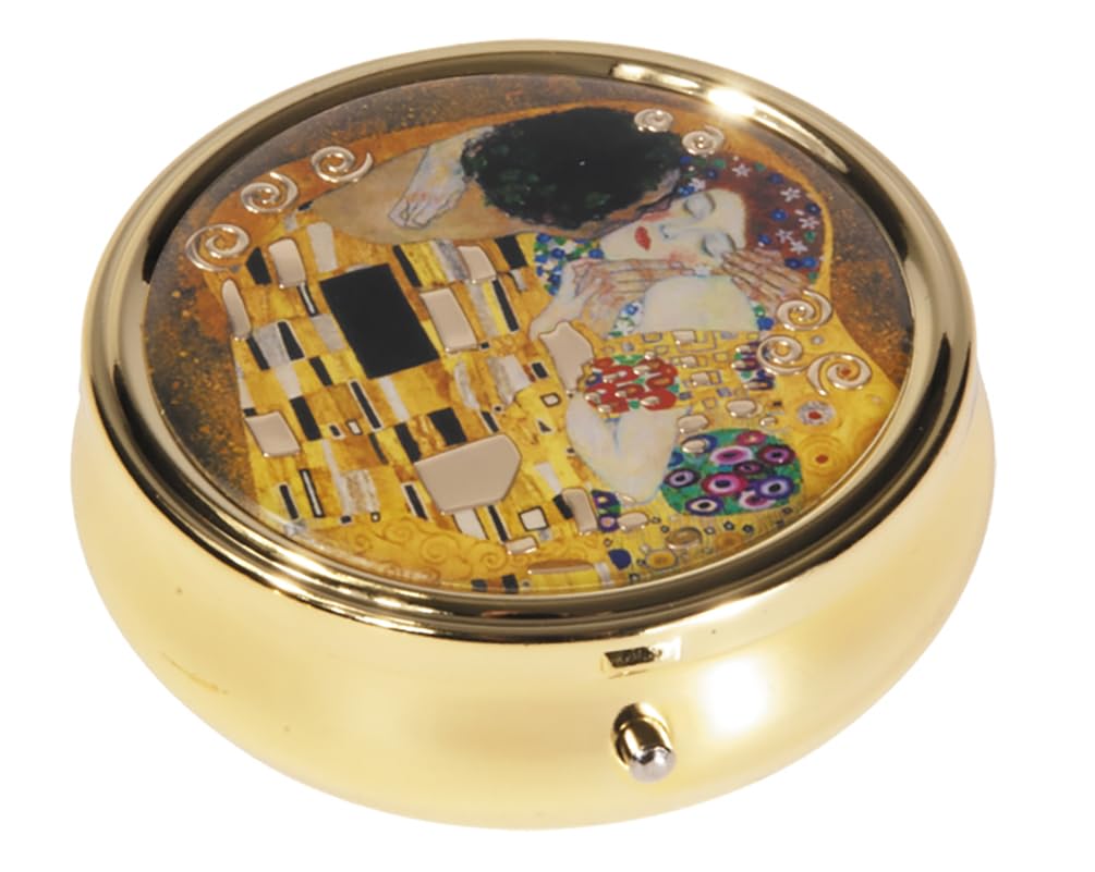 Fridolin Gustav Klimt Round Metal Pill Box for Kiss Tablets