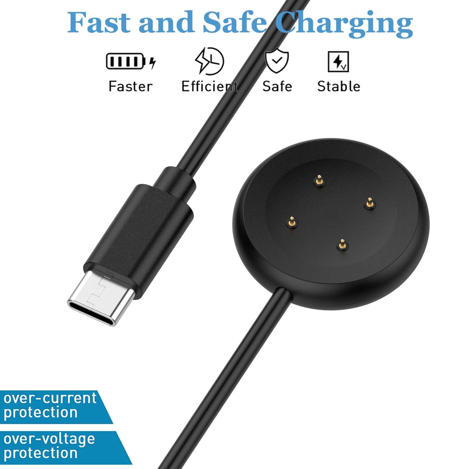 Threeeggs 2 Pack Charger for Google Pixel Watch 3 / Pixel Watch 2, USB-A + Type-C Magnetic Charging Cable 3.3ft/100cm, Charge Cord for Google Pixel Watch2 Smartwatch