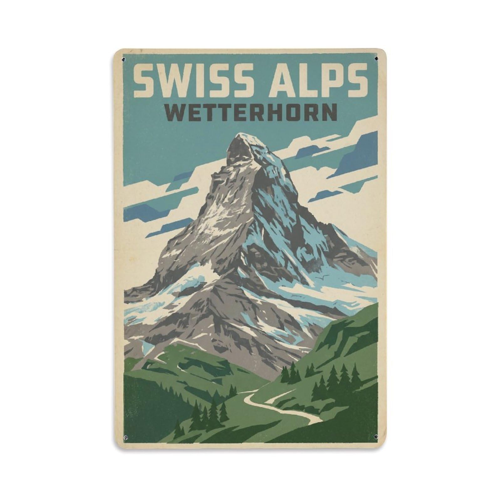 Gead 8X12inch Style Vintage Travel Switzerland Glacier Peak Metal Tin Sign