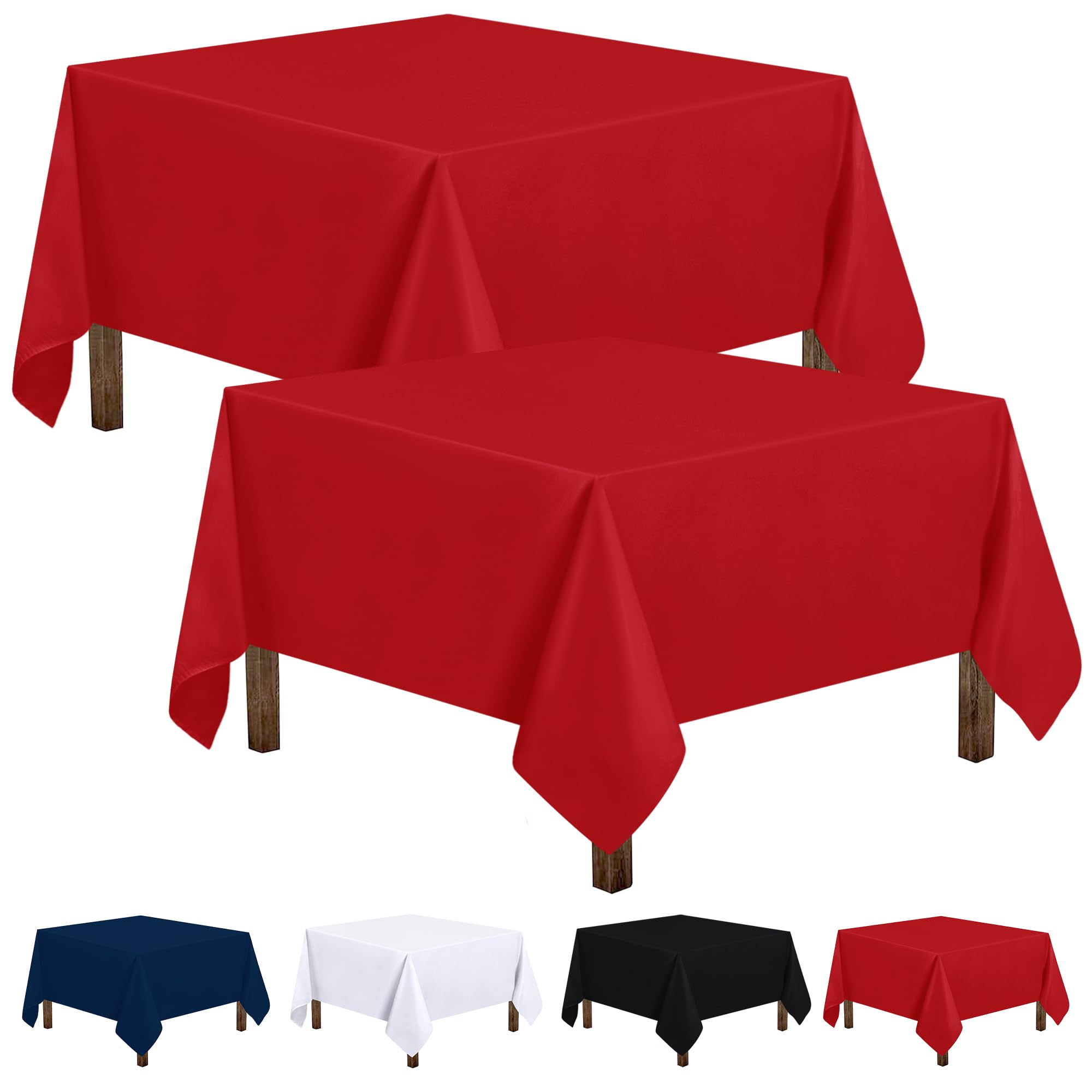 Utopia Kitchen Square Table Cloth 2 Pack (54x54 Inches, Red), Tablecloth Machine Washable, Polyester Table Cover for Dining, Buffet Parties, Picnics, Events, Weddings and Restaurants