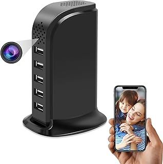 WiFi USB Spy Hidden Charger Camera 5-Port USB Hub Covert Nanny Cam 1080P HD Wireless Spy Camera for Home Surveillance with Motion Detection iOS & Android APP Remote Control