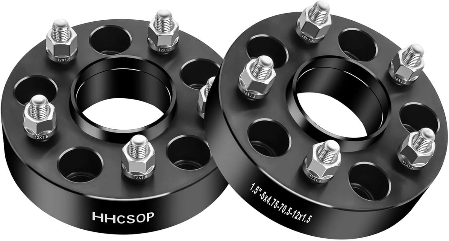 5x4.75 Wheel Spacers 1.5" (38mm) Bore 70.5mm with M12X1.5 Studs for Chevy S10 Camaro Corvette Impala | GMC S15 Sonoma Jimmy | Pontiac Firebird GTO Phoenix | Cadillac XLR, 2PCS 5x120.65mm Wheel Adapter
