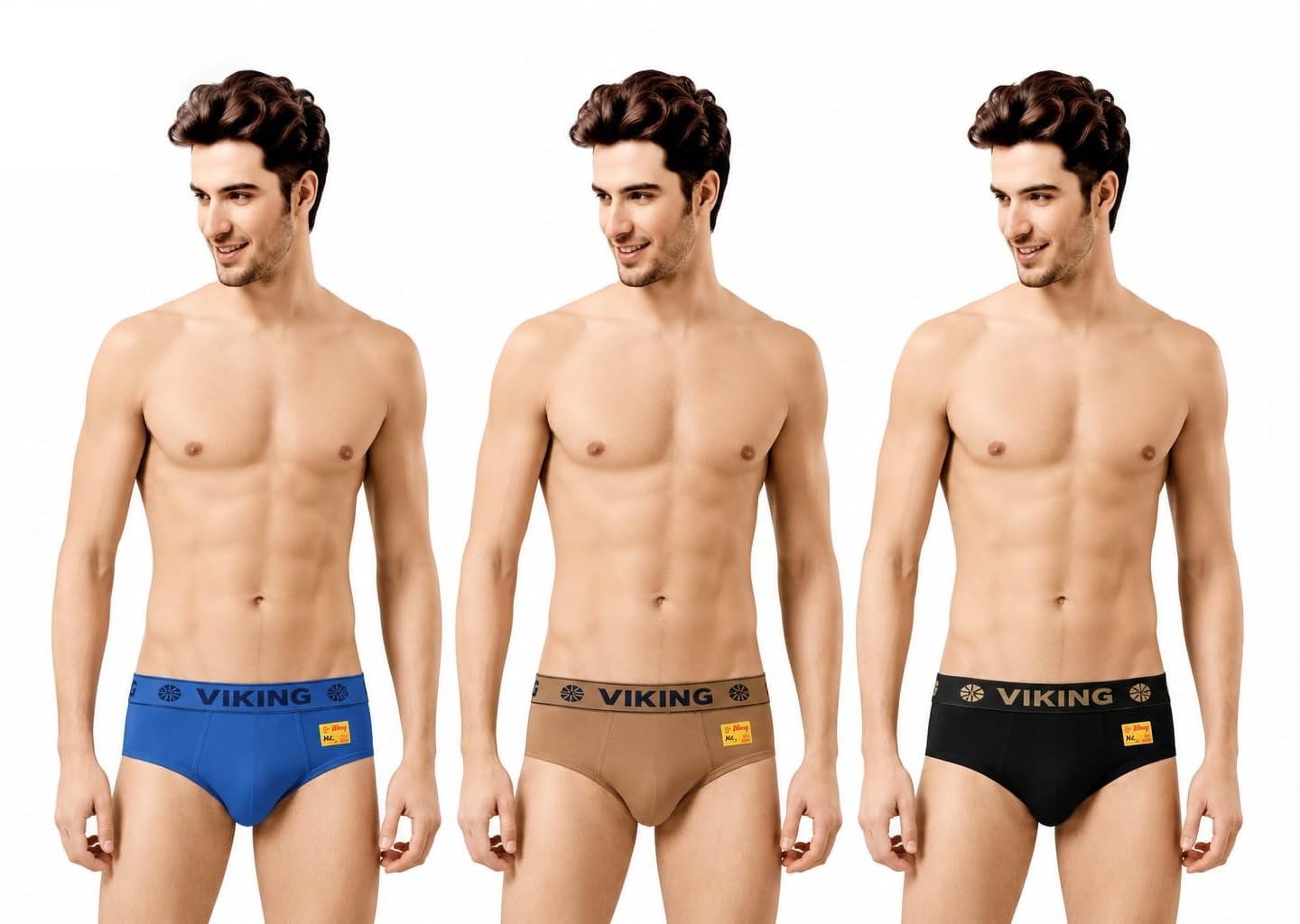 Viking® Mens' Cotton Brief (Outer Elastic Miki) (Pack of 3) Assorted Colour # Miki #-picture-22