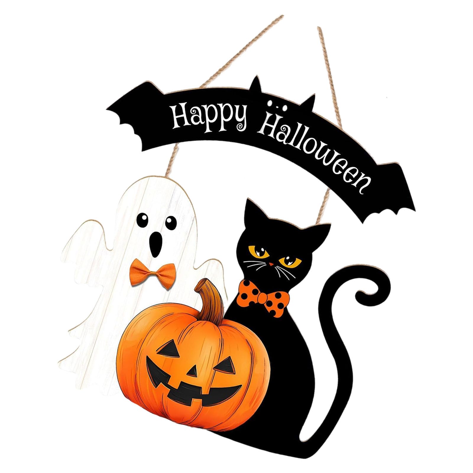 Halloween Decoration Wooden Halloweens Door Wreath for Front Door Sign Pumpkin Hanging Signs for Home Wall Decors Halloween Wreath Hangers for Front