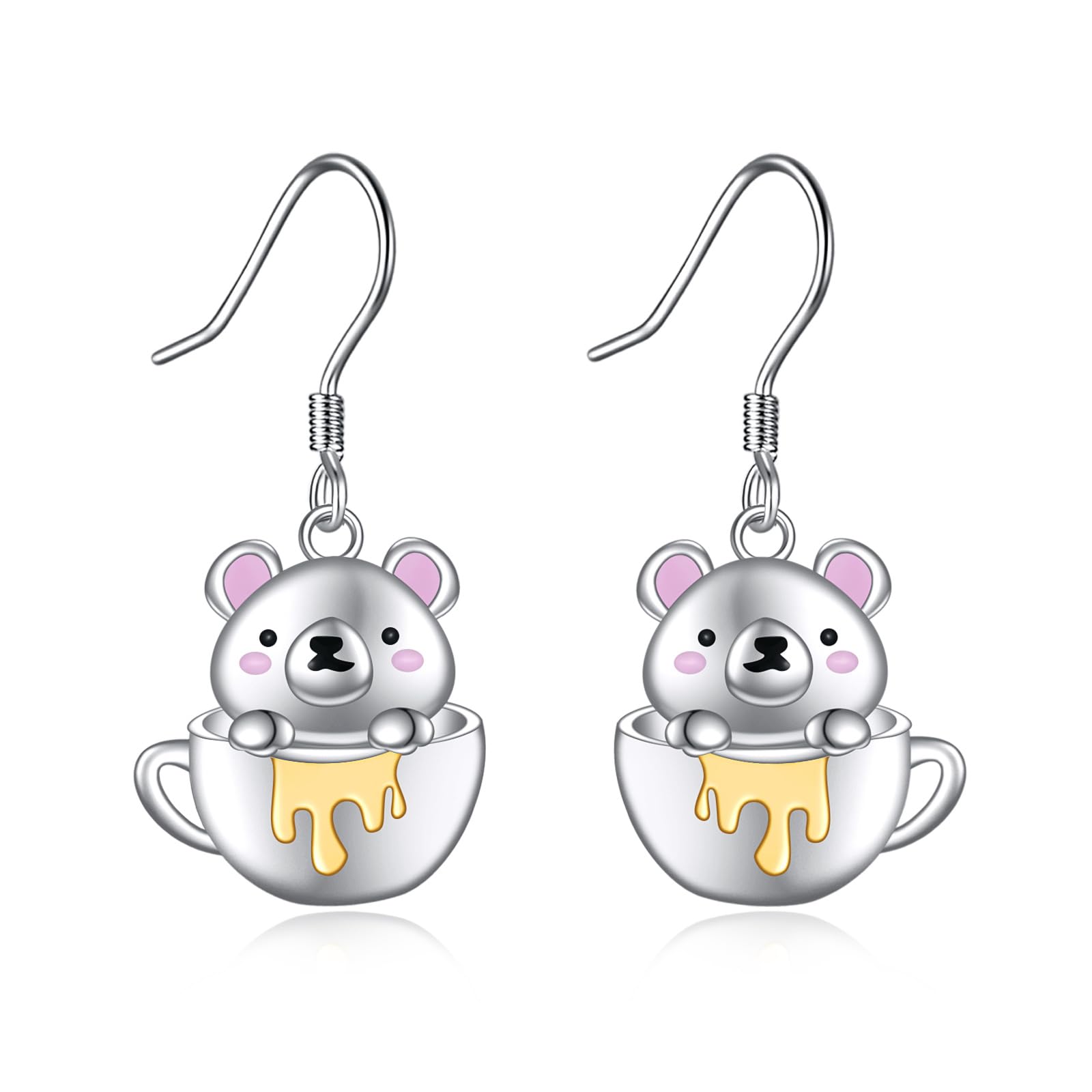 Tier Ohrringe Damen Mädchen Kinder 925 Sterling Silber Panda/Faultier/Koala/Fledermaus/Kürbis/Schwarze Katze/Hund Tassen Hängend Ohrhänger Niedlich Tier Ohrringe Schmuck Geschenk