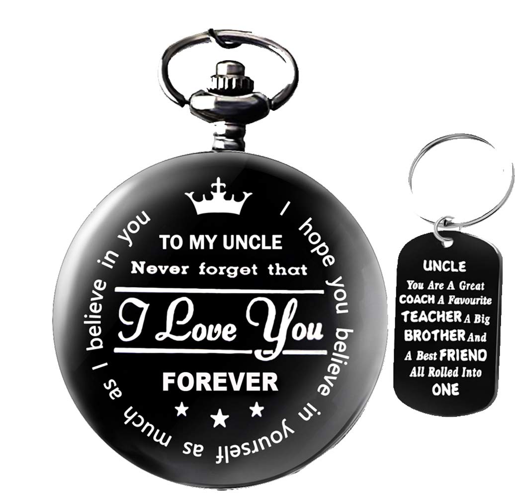 Udaney to My Uncle Pocket Watch Black Watch Gifts for Uncle from Nephew Niece
