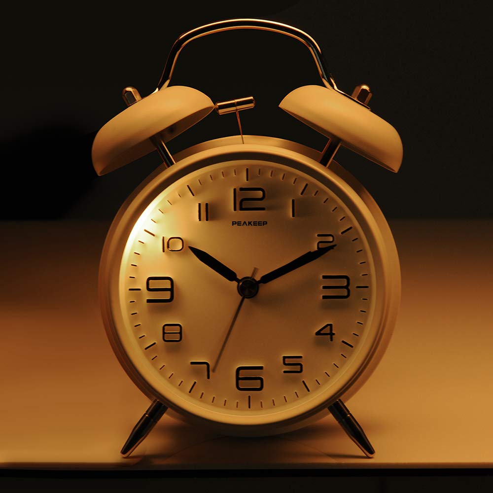 Peakeep 4 inches Twin Bell Alarm Clock with Stereoscopic Dial