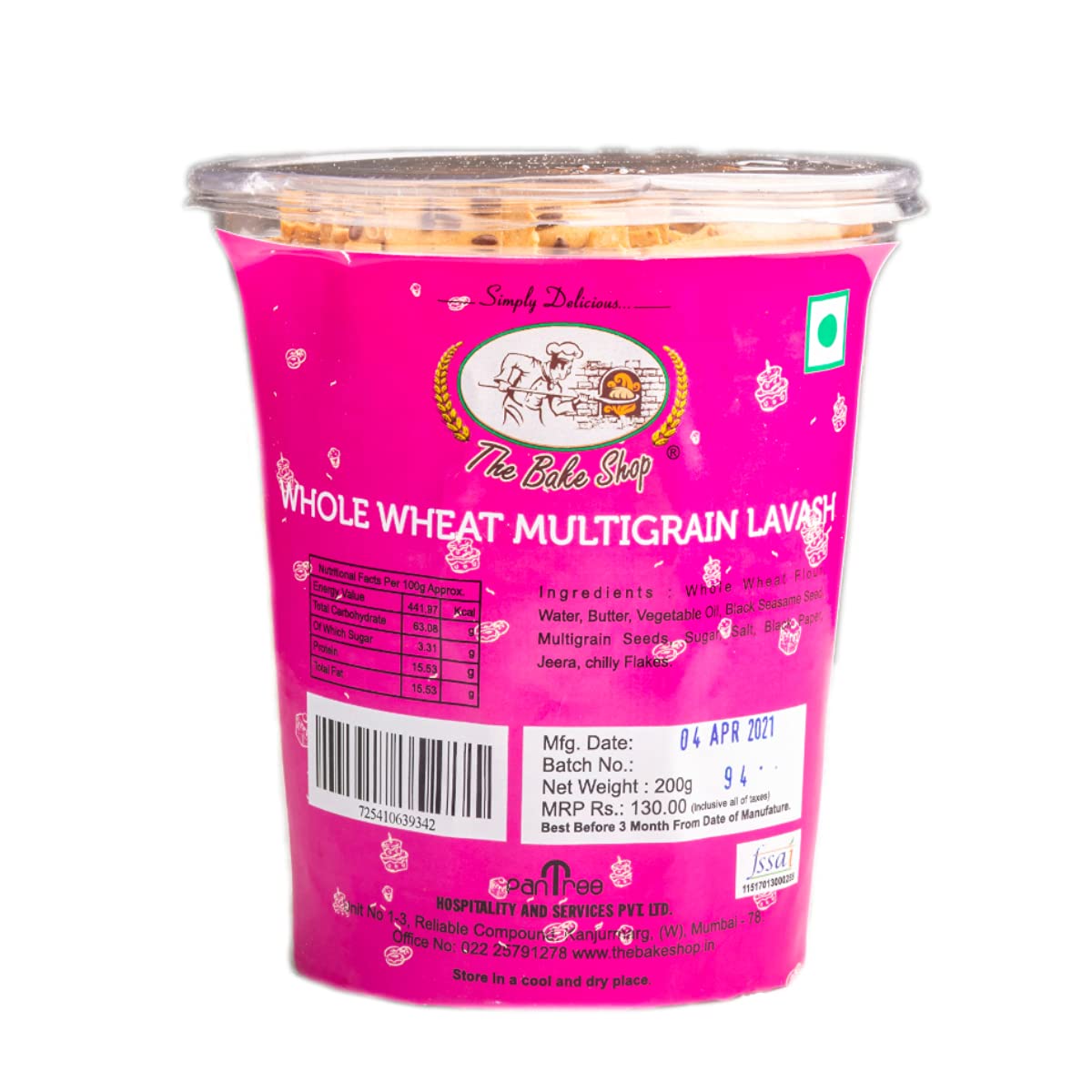 The Bake Shop Healthy Crispy Munching Masala Lavash (100gm)