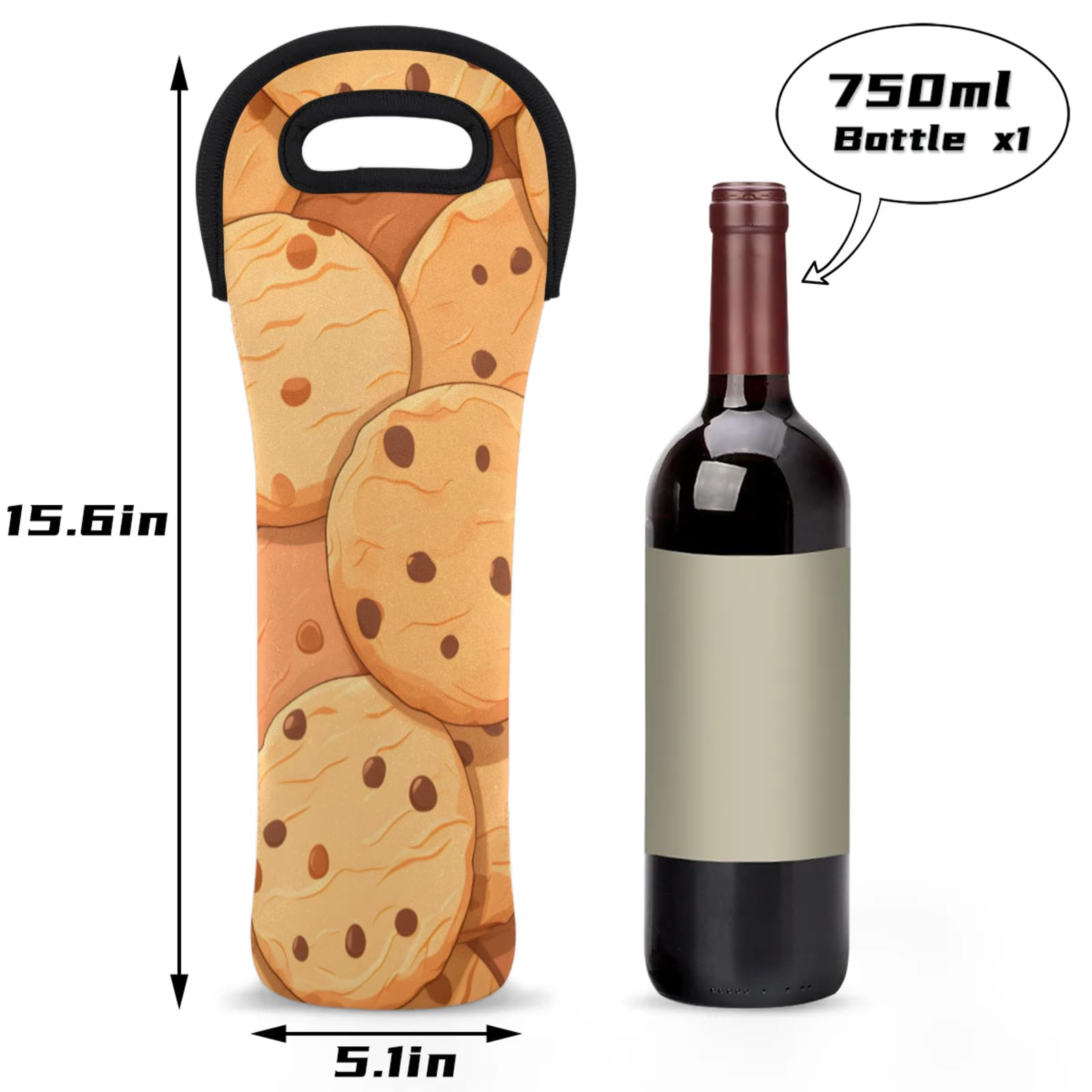 GzLeyigou Neoprene Wine Tote Carrier Bag for Wine,Water, Champagne, Beer, Baby Bottles 15.6 x 5.1 Inches, Protective Wine Bag,Biscuits