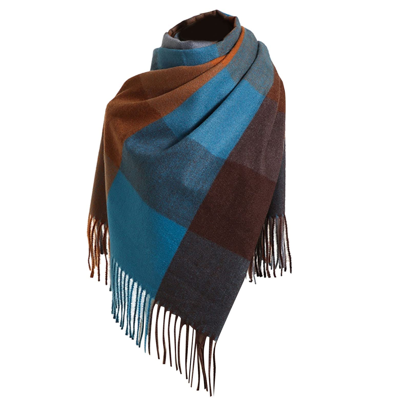 Sciarpa scialle invernale da donna Sciarpa grande in lana elegante calda e leggera Foulard a quadri Scialle in cashmere firmato Pashmina Stola grande morbida (K Taglia unica)