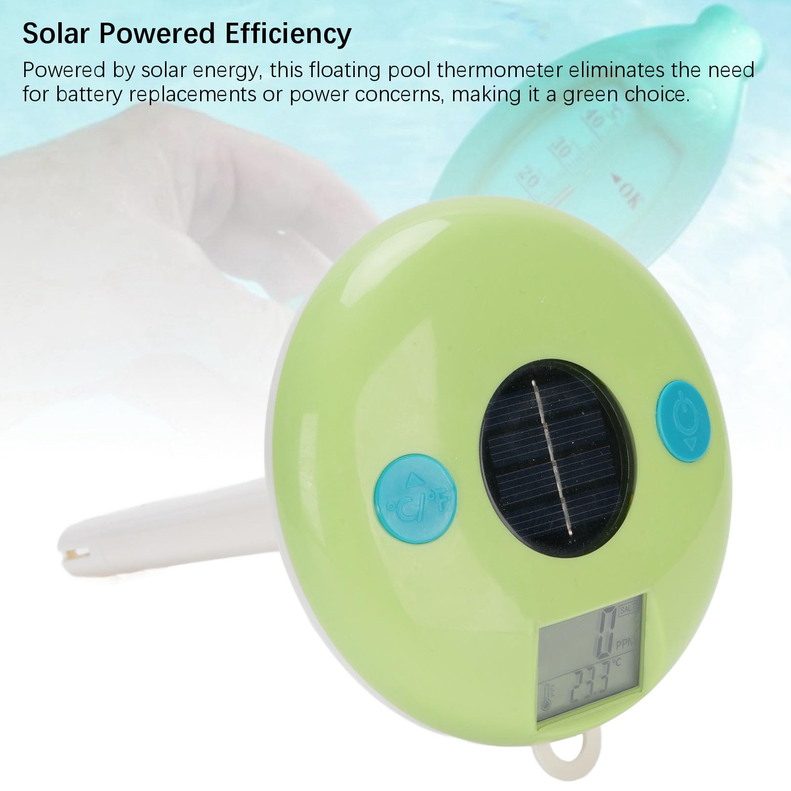 Pyhodi Termometro da 2 su 1 Piscina Solare, Tester di qualità dell'Acqua di salinità Digitale Facile da Lettura Galleggiante per Piscine Vasca Idromassaggio, Termometri per Kit di Test