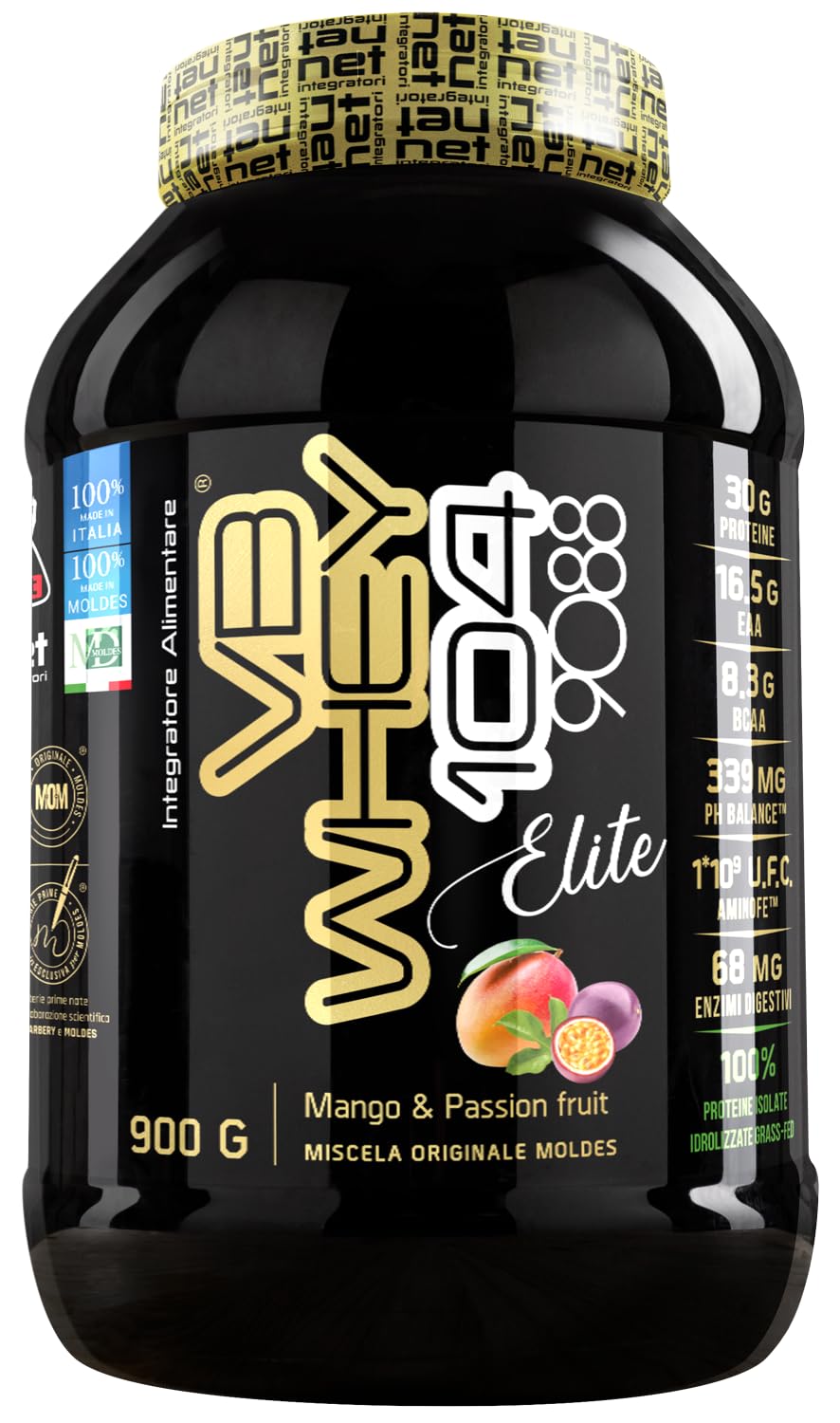 NET Integratori VB WHEY ELITE 104 9.8 Optipep - 900g Mango Passion Fruit - Proteine Isolate Idrolizzate per via Enzimatica Con EAA e BCAA - Crescita e Mantenimento Della Massa Muscolare, Post Workout