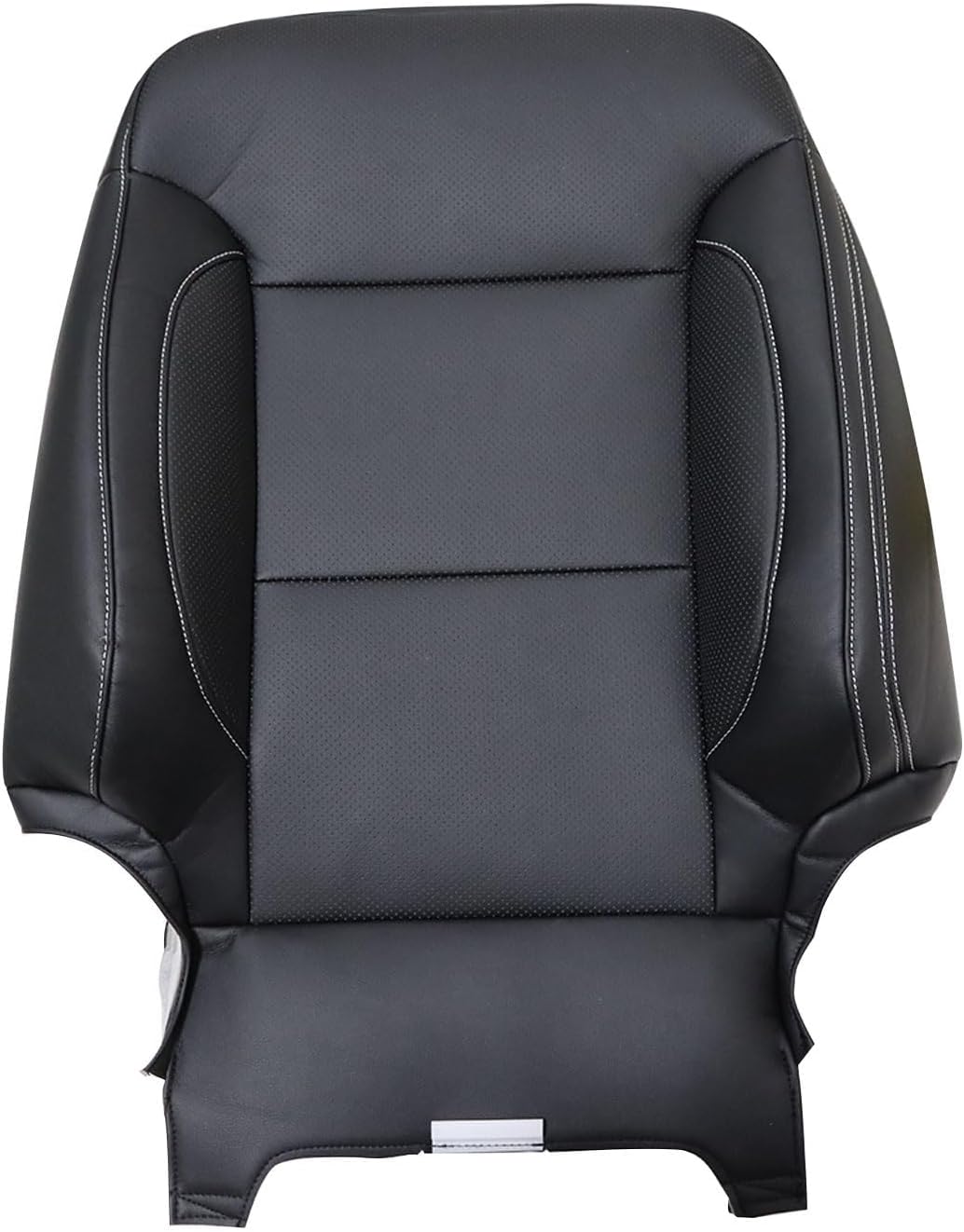 SecosAutoparts Driver & Passenger Bottom & Top Lean Back Replacement Perforated Leather Seat Covers Black Compatible with Chevy Silverado GMC Sierra 2014 2015 2016 2017 2018 2019