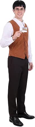 McLovin-Inspired Adult Costume with Brown Vest, Glasses, and Hawaii ID