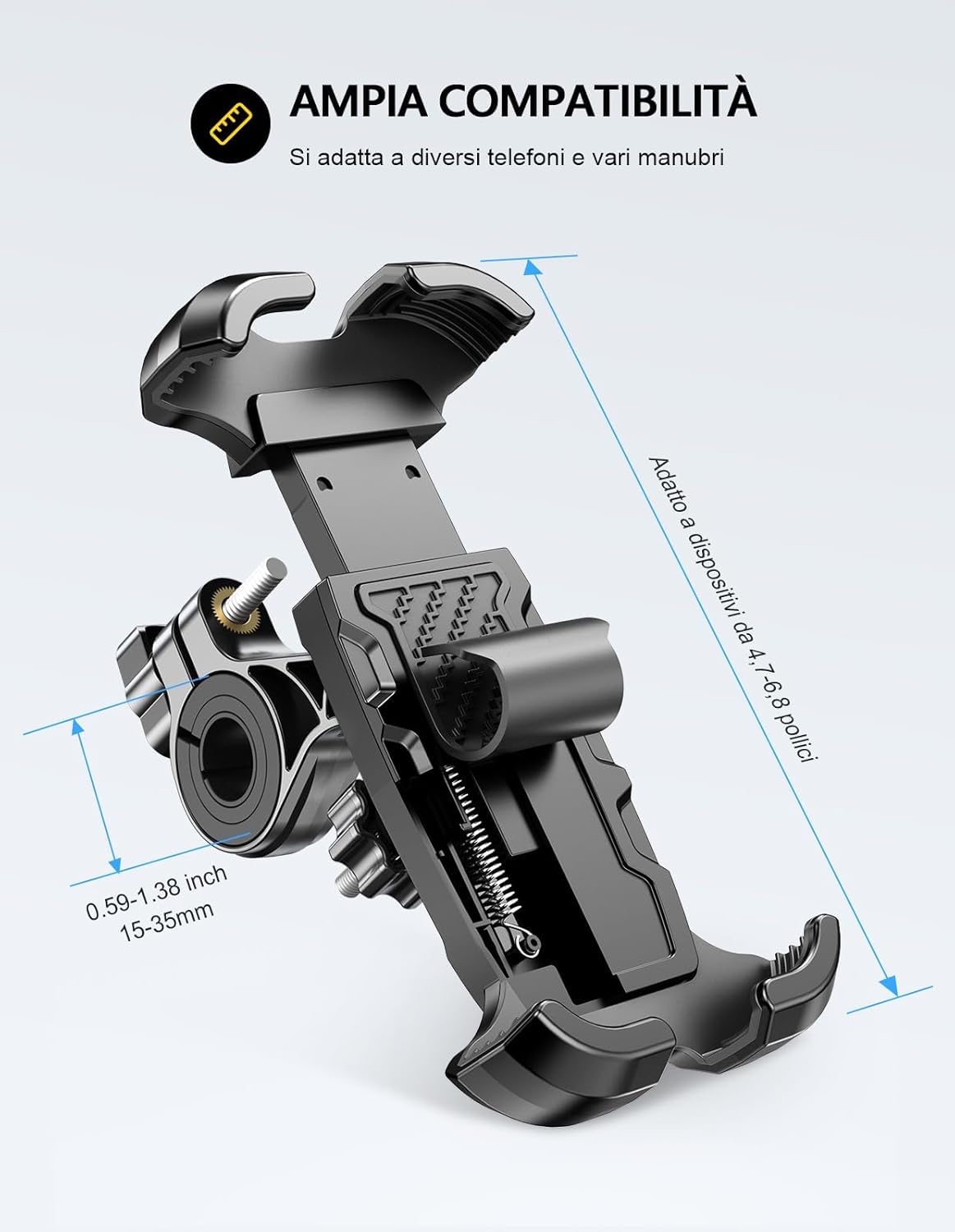Mohard Porta Cellulare Bici, Stabile & Case Friendly 360° Rotabile Porta Cellulare Moto, ATV Scooter Supporto Telefono Bicicletta prt iPhone 13 Pro Max/12, Galaxy e Cellulari da 4.7-6.8", B5