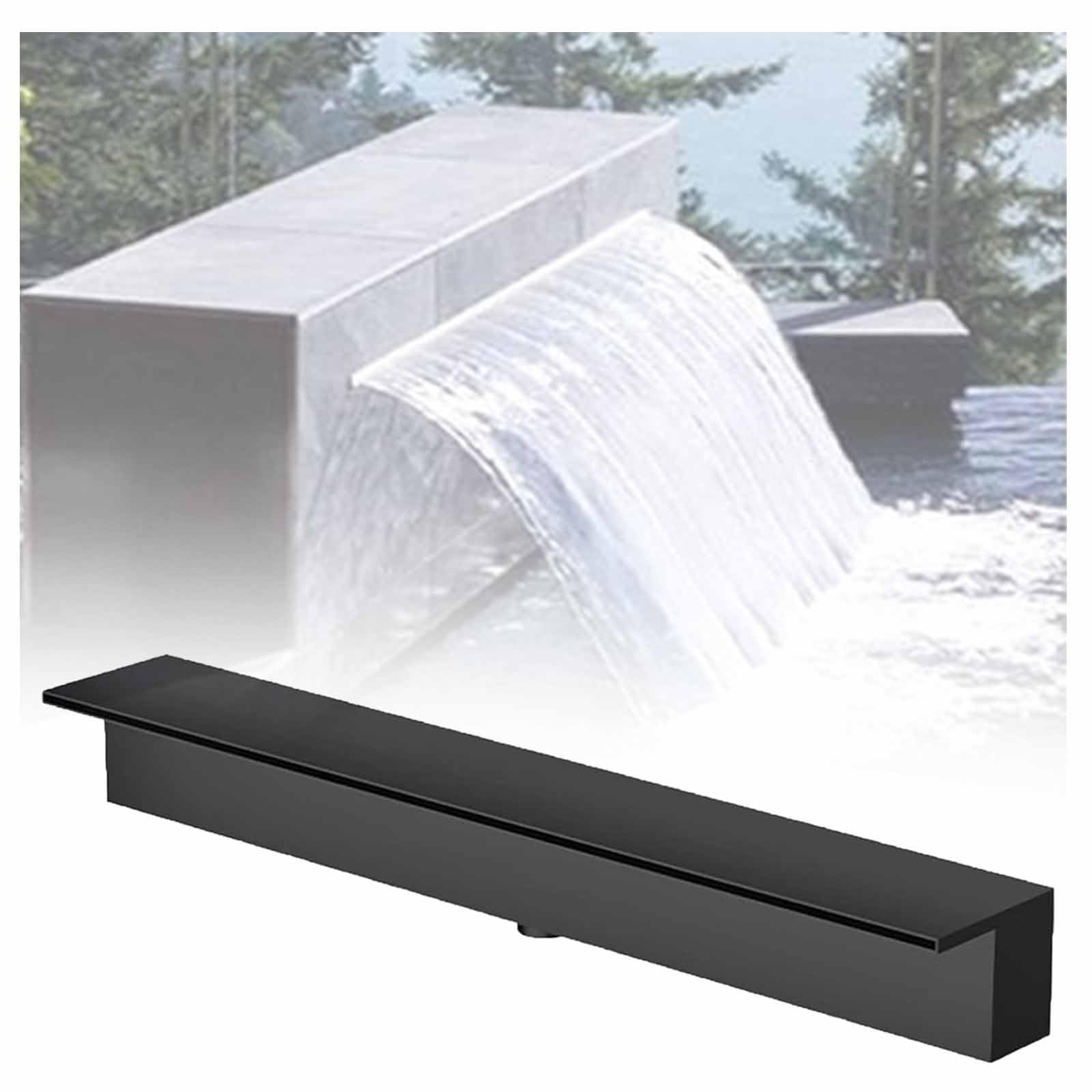 304 Stainless Steel Waterfall Spillway for Ponds & Fountains, 50cm (19.7in) Outlet, Durable Water Feature Box, Professional Grade Pond Waterfall Solution
