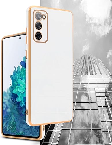 Miniatura 4 de Cadorabo Funda compatible con Samsung Galaxy S20 FE en blanco brillante - dorado, funda protectora hecha de silicona TPU flexible y con protección