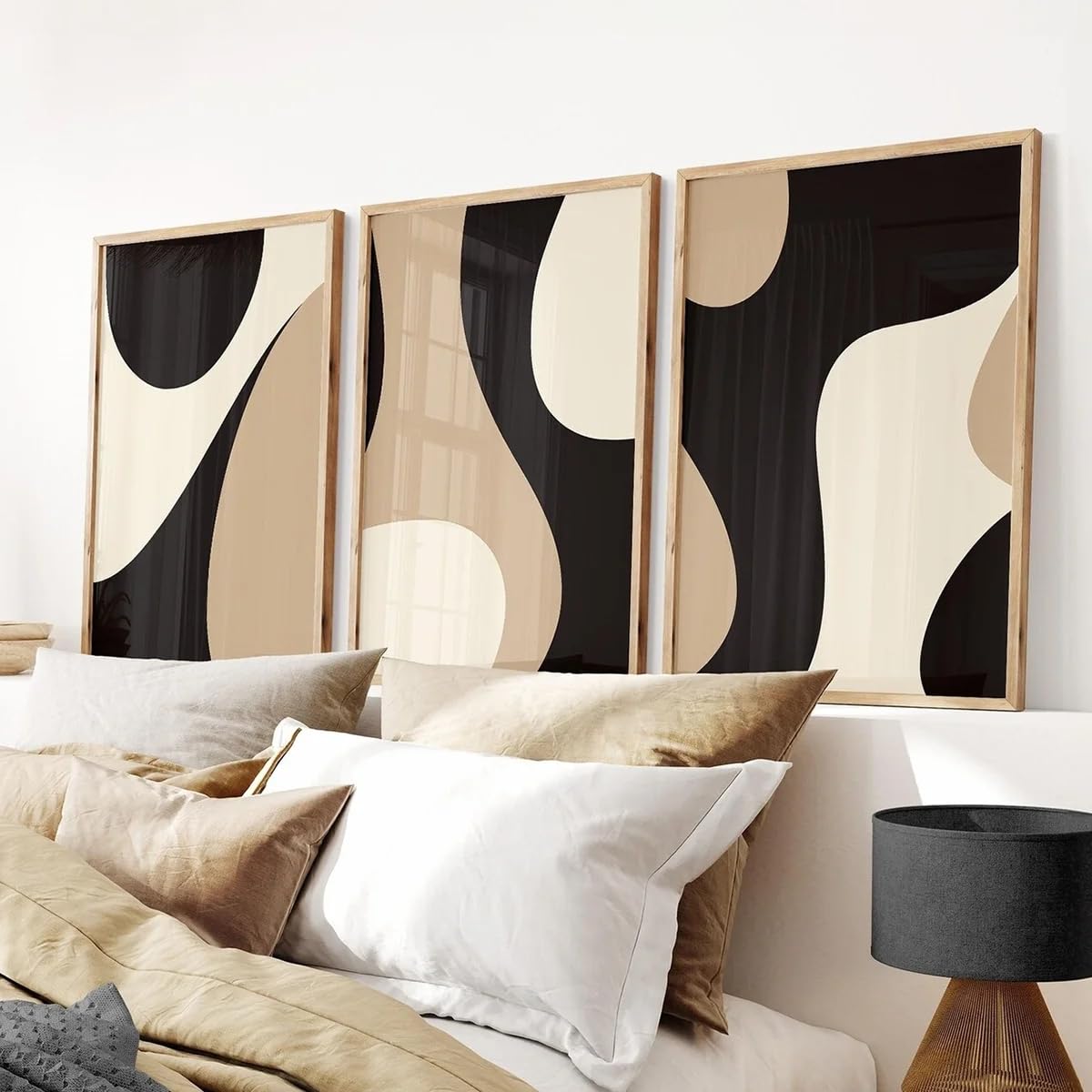 Dittelle Canvas Painting Modern Neutral Gallery Wall Art Black and Beige Abstract Art Farmhouse Decor Room Poster Home Decor(30x40cm/3PCS Frameless)