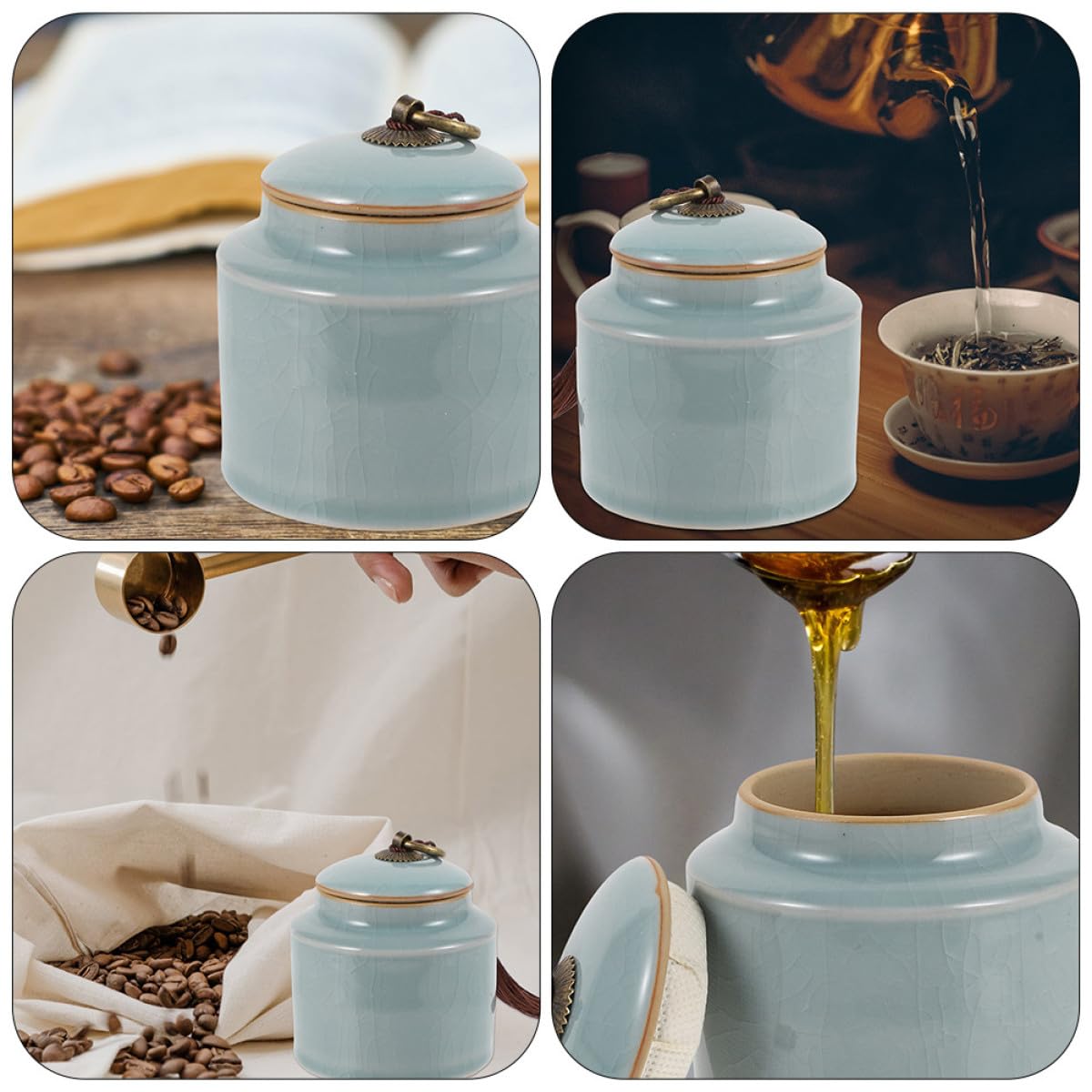 jojofuny Barattoli per la Conservazione in Ceramica Sigillati 2 Pezzi Contenitori per Tè e Alimenti Secchi Design Elegante per Cucina Barattoli Decorativi Adatti a Casa Hotel e