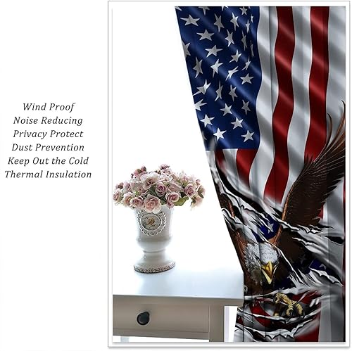 Miniatura 4 de GY Cortinas con estampado de águila, con aislamiento térmico y estampado de águila, cortinas opacas con bolsillo para barra, decoración para niños
