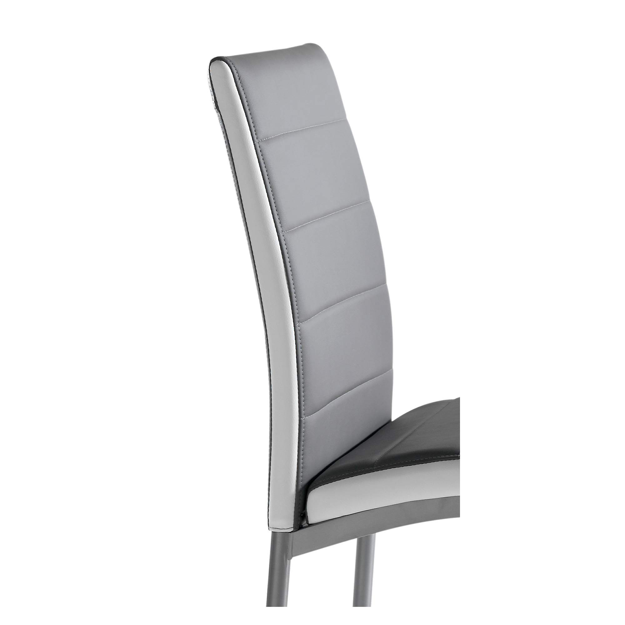 MOMMA HOME - Lot de 4 chaises de Salle à Manger - Modèle Camelia - Gris- Dimensions 45 x 54 x 92 cm - Revêtement en Similicuir - Dossier Ergonomique et rembourré - Structure métallique