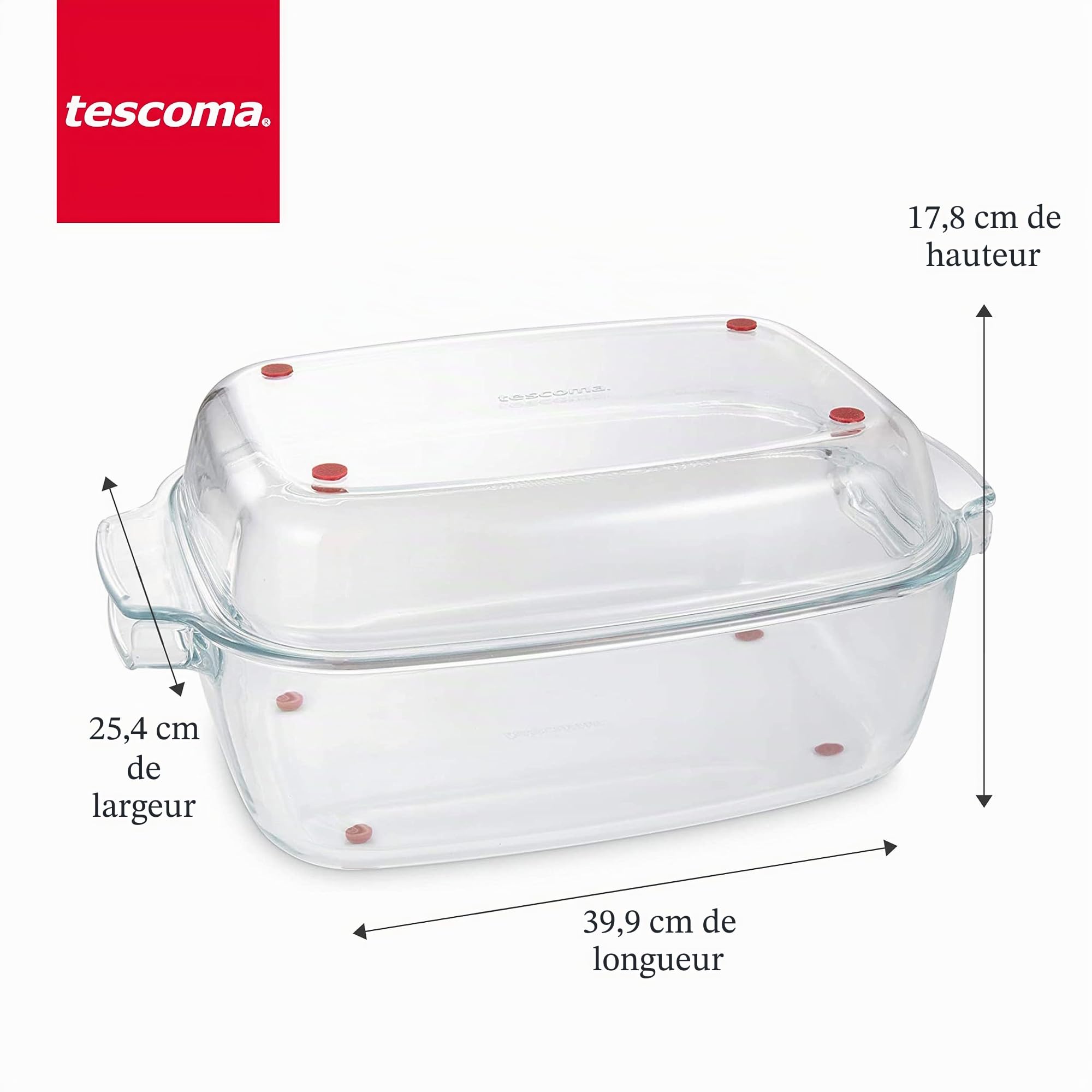 Tescoma GrandChef Plat rectangulaire avec couvercle, verre, 40 x 26 cm