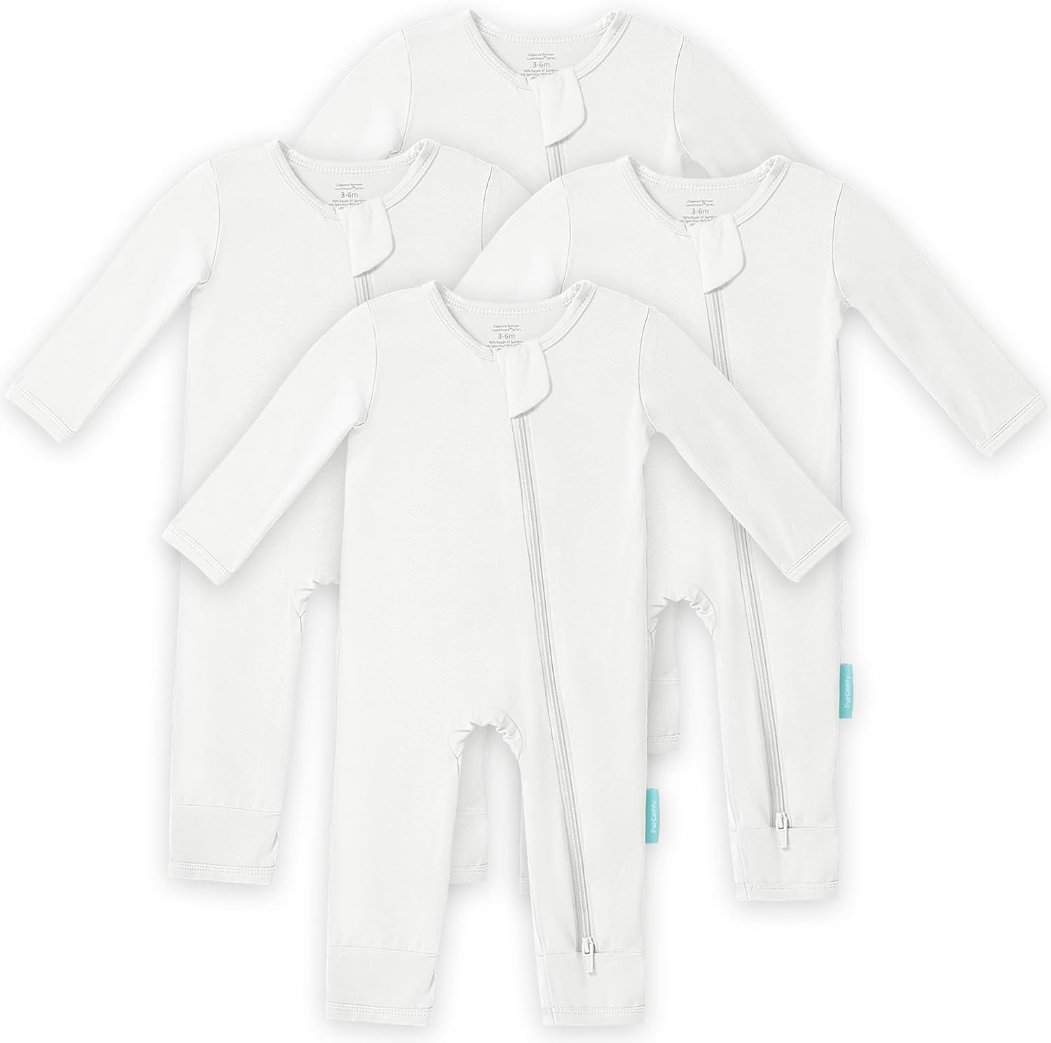PurComfy Baby Long Sleeve Romper Jumpsuit, Premium Soft Rayon One Piece Pajamas Boy Girl 2-Way Zipper Coverall Sleeper