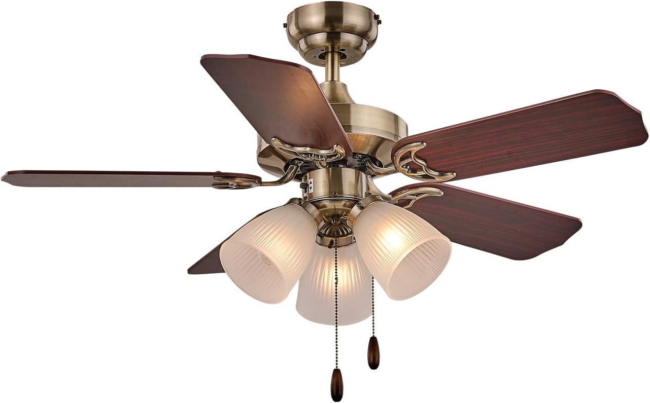 🔥 Crazy Deals Fansose Ceiling Fan 36-Inch Indoor Ceiling Fan with 3 E26 Lamp Holders Wood Blade Noiseless Reversible Motor Pull-wire Switch Control Brushed Bronze.